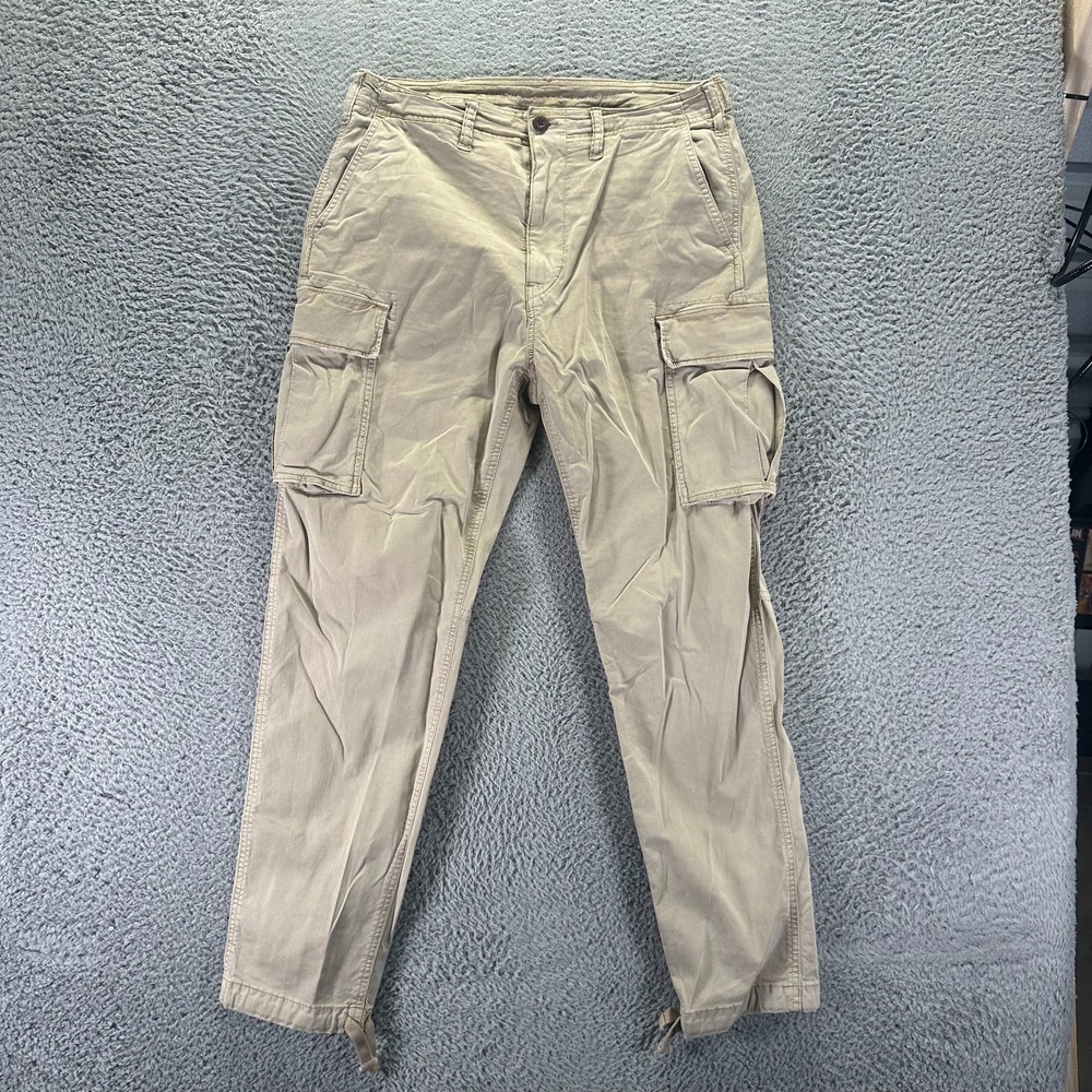 American Eagle Outfitters Flex Pant Mens 32x29 Beige Cotton Cargo Straight Leg
